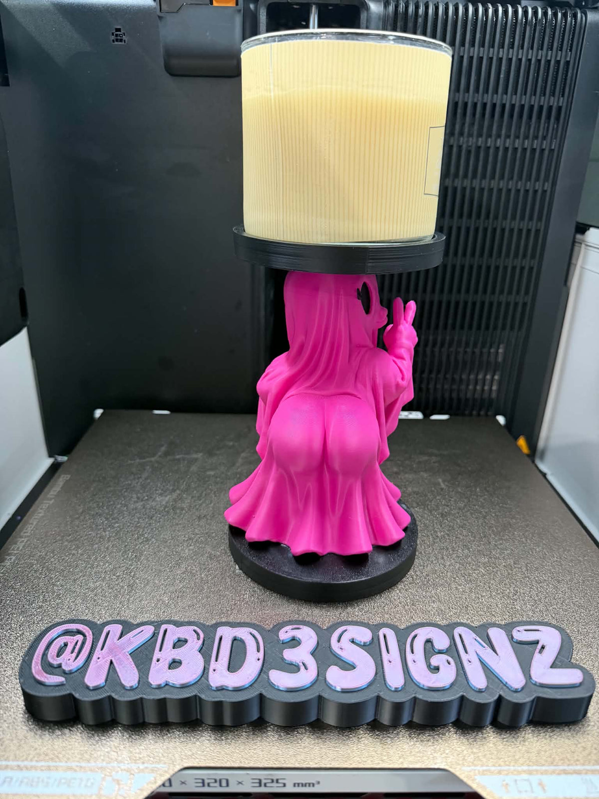Cheeky Ghost Candle Holder โ Hot Pink 3D Printed Ghost Decor | Funny Halloween Gift