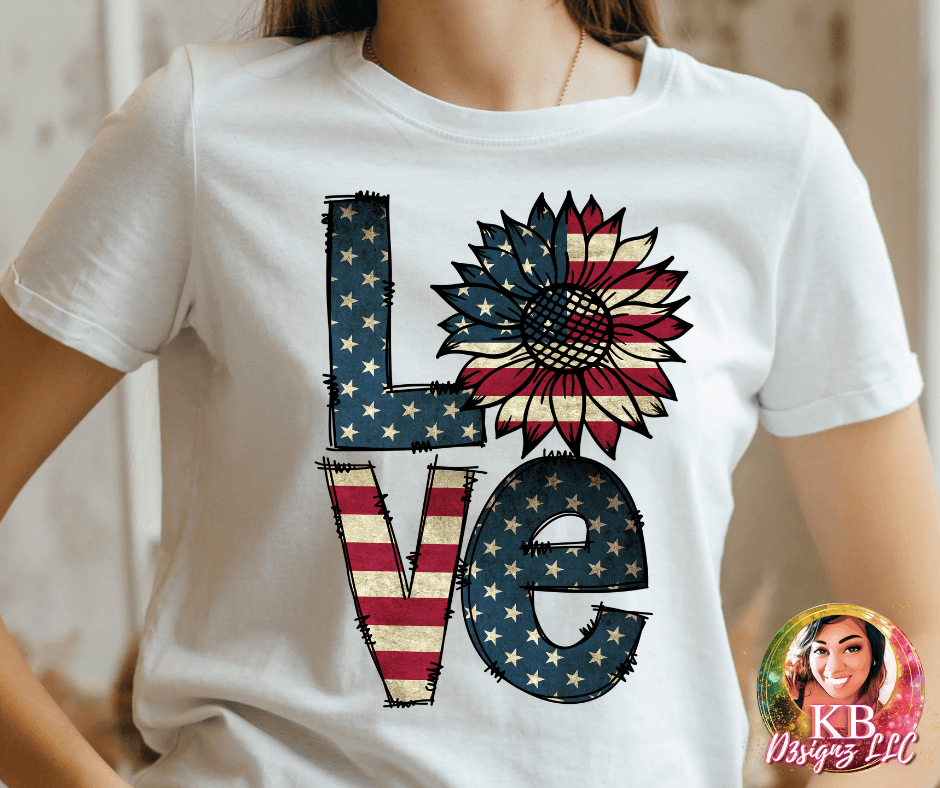Love America Sunflower DTF Transfer