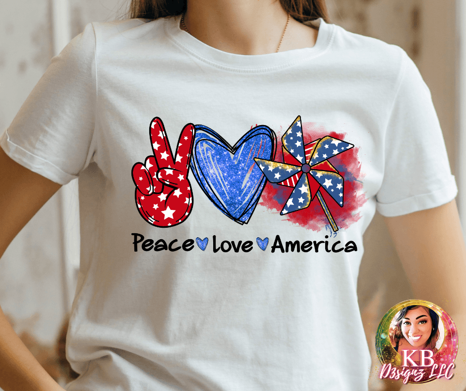 Peace Love America DTF Transfer