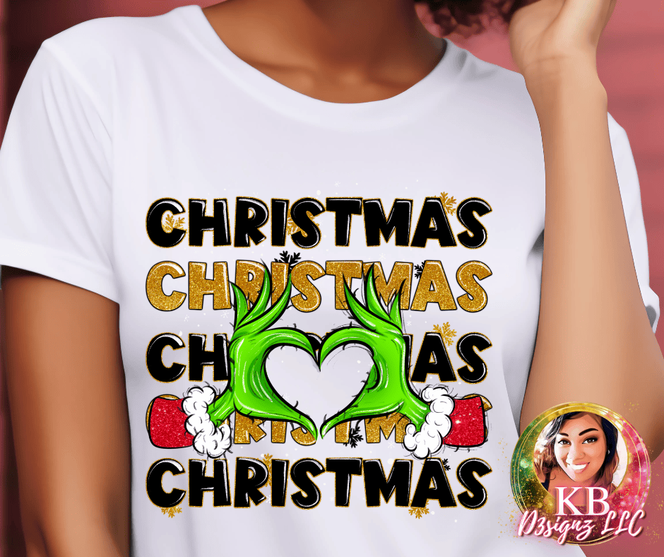 Christmas Grinch Heart DTF Transfer