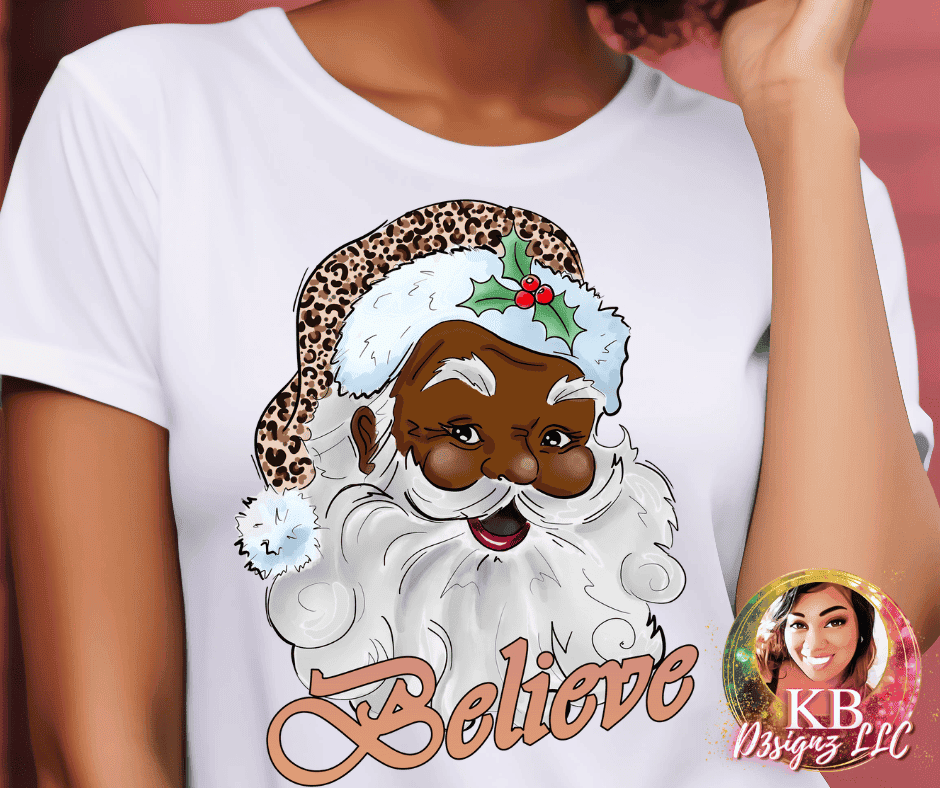 Black Afro Santa Claus DTF Transfer