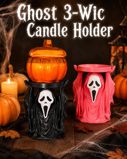 Ghost Face Inspired 3-Wic Candle Holder