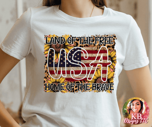 Land Of The Free USA Home Of The Brave DTF Transfer