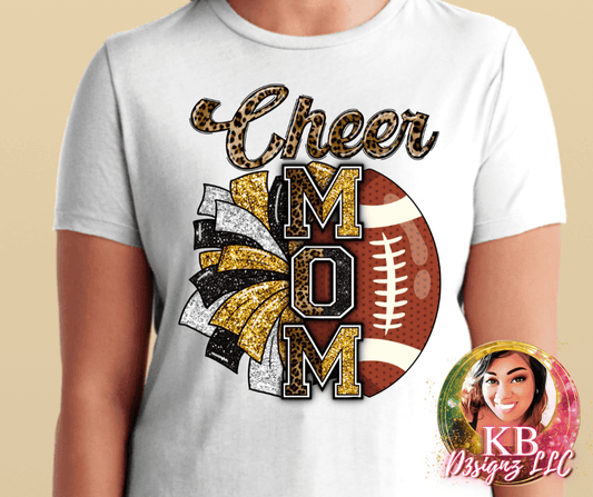 Cheer Mom (Leopard, Black and Gold) DTF Transfer