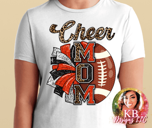 Cheer Mom (Leopard,Red, and Black) DTF Transfer