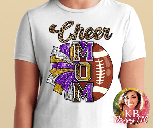 Cheer Mom (Leopard, Purple and Gold) DTF Transfer
