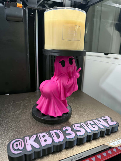 Cheeky Ghost Candle Holder – Hot Pink 3D Printed Ghost Decor | Funny Halloween Gift