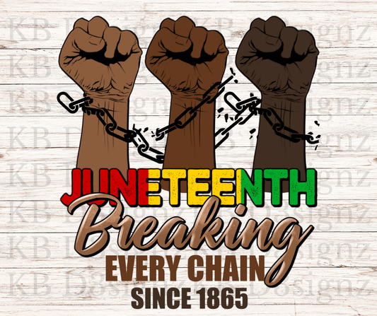 Juneteenth Breaking Every Chain Since 1865 DTF Transfer